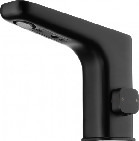 Toalete publice si bai comerciale - Baterie lavoar negru mat, senzor si control temperatura, 230 / 6V, Deante Hiacynt