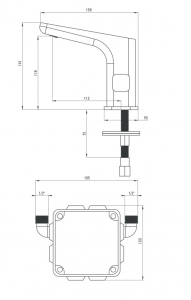 Baterie lavoar negru mat, senzor si control temperatura, 230 / 6V, Deante Hiacynt [2]