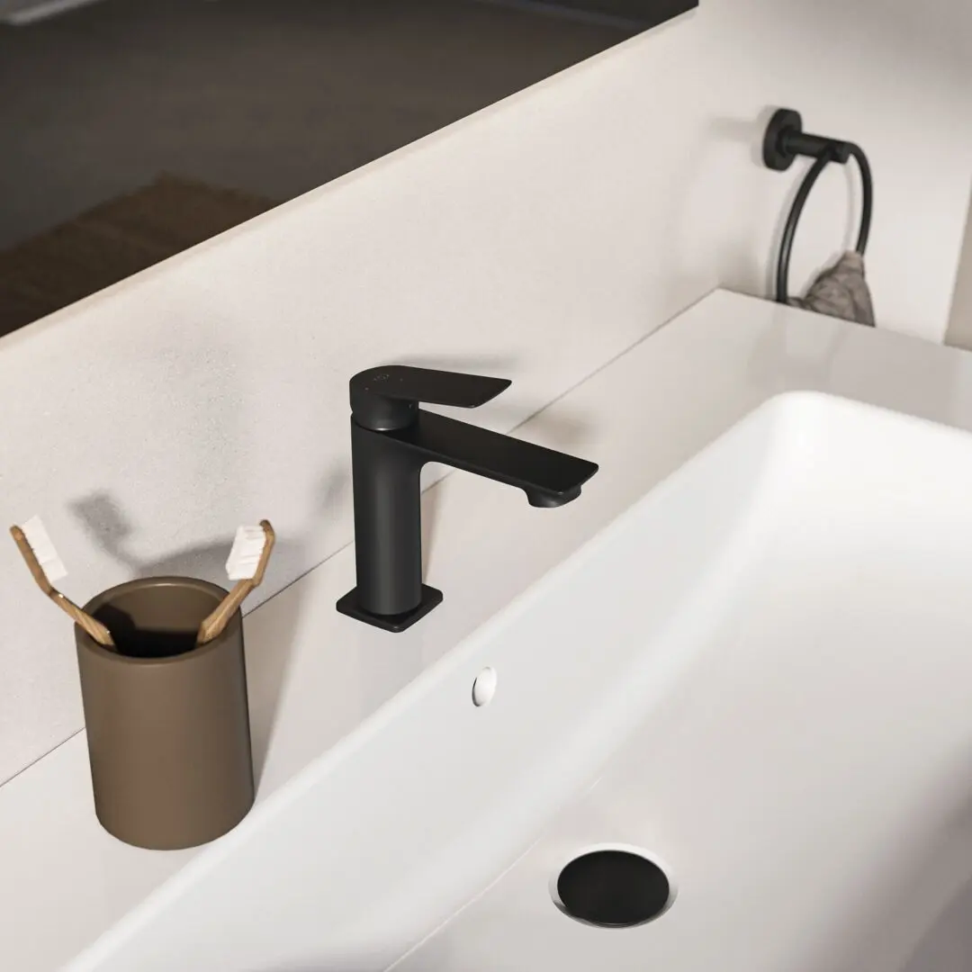 Baterie cu monatre pe lavoar 154 mm, negru mat, cu ventil inclus, Ideal Standard Ceralife C [3]