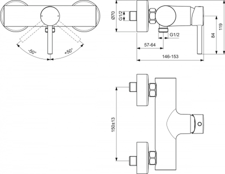 Baterie dus Ideal Standard Ceraline crom lucios [5]