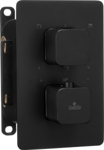 Baterii baie - Baterie dus Deante Box Square cu termostat incastrata pentru corp ingropat, negru mat