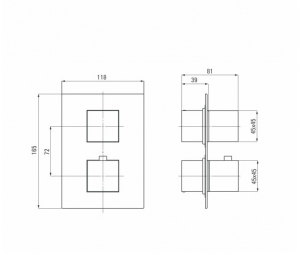 Baterie dus Deante Box Square cu termostat incastrata pentru corp ingropat, negru mat [1]