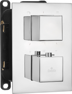 Baterii baie - Baterie dus Deante Box Square cu termostat incastrata pentru corp ingropat, crom