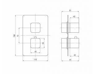 Baterie dus Deante Box Square cu termostat incastrata pentru corp ingropat, negru mat [1]