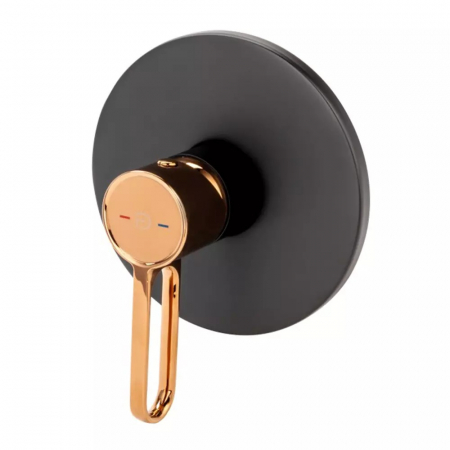 Baterii dus - Baterie dus incastrata FDesign Zaffiro, corp incastrat inclus, negru mat/rose gold lucios