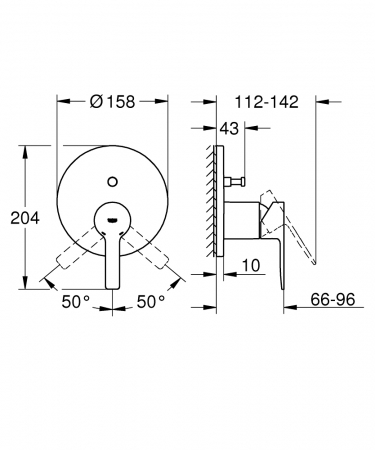 Baterie cada-dus incastrata Grohe Lineare pentru corp ingropat crom lucios [2]