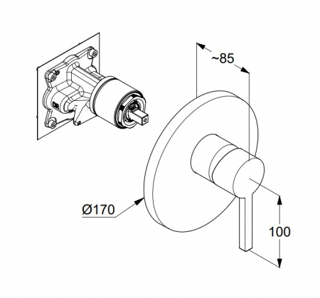 Baterie dus incastrata Kludi Nova Fonte pentru corp ingropat crom [1]