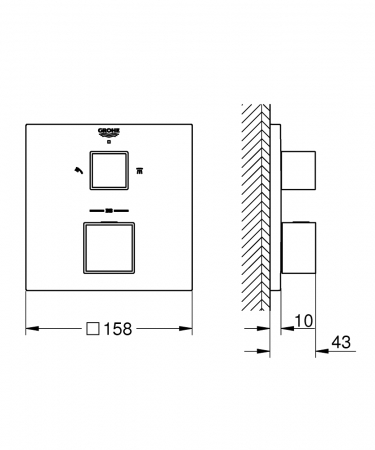 Baterie dus incastrata termostatata Grohe Grohtherm Cube crom lucios [6]