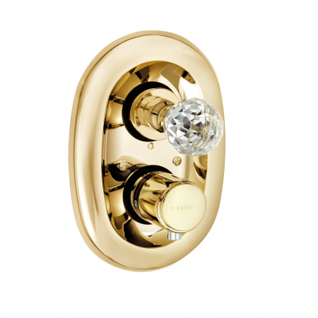 Baterii baie - Baterie dus incastrata termostatata Kludi 1926 placata cu aur si maner cristal Swarovski