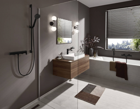 Baterie dus monocomanda culoare negru mat Hansgrohe Vivenis 75620670 [1]