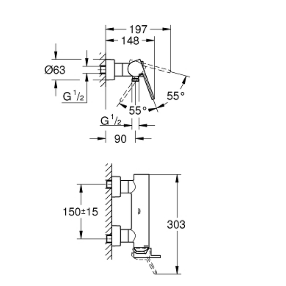 Baterie dus culoare crom Grohe Plus [1]
