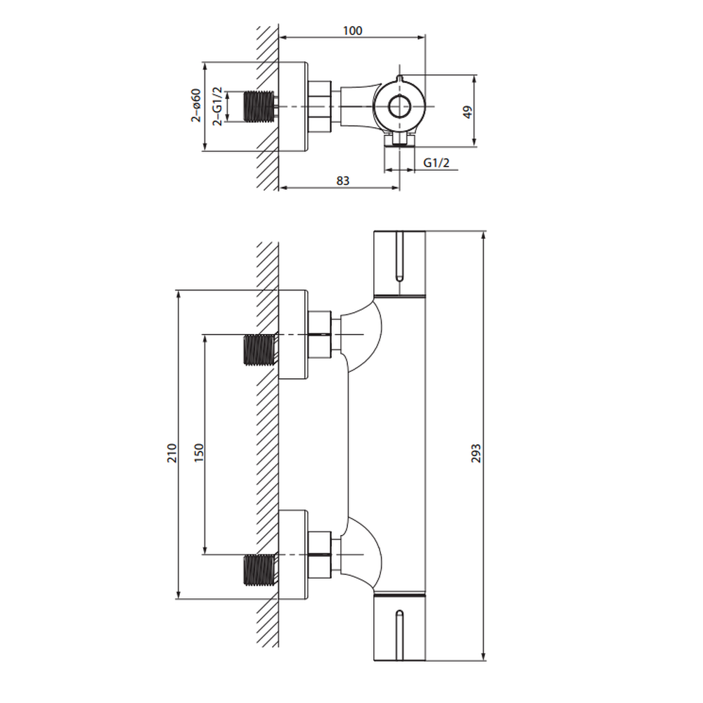 Baterie dus termostatata Cersanit Virgo, crom lucios [1]
