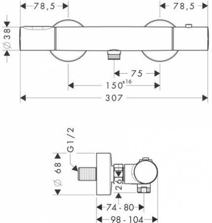 Baterie dus termostatata crom Hansgrohe Axor Citterio M [1]