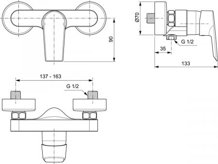 Baterie dus Ideal Standard Tesi crom lucios [1]