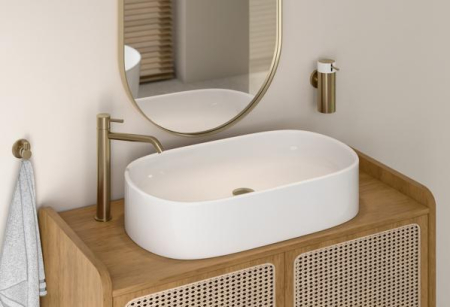 Baterie inalta pentru lavoar 29 cm, auriu periat, Ferro Ciriculus [1]