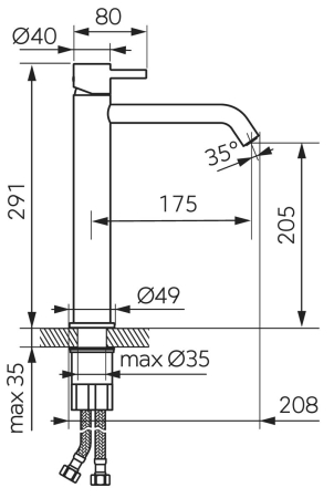Baterie inalta pentru lavoar 29 cm, gri metalizat, Ferro Ciriculus [1]