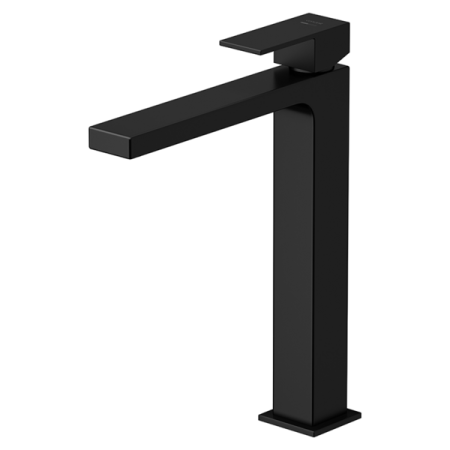 Baterii lavoare - Baterie inalta pentru lavoar, cu montaj pe blat, negru mat, Cersanit Bari