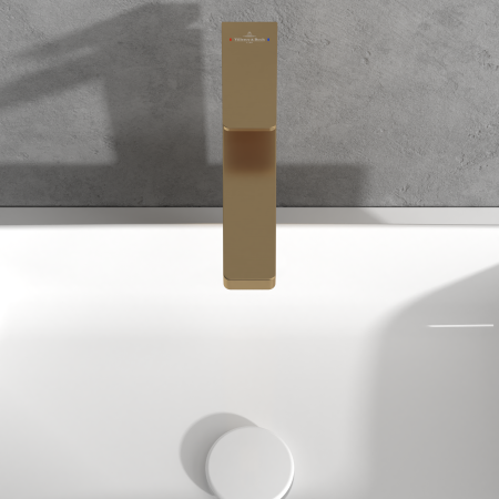 Baterie inalta pentru lavoar cu ventil click-clack, auriu periat, Villeroy&Boch Architectura Square [5]