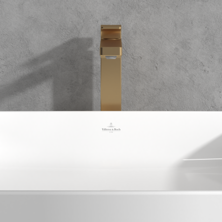 Baterie inalta pentru lavoar cu ventil click-clack, auriu periat, Villeroy&Boch Architectura Square [4]