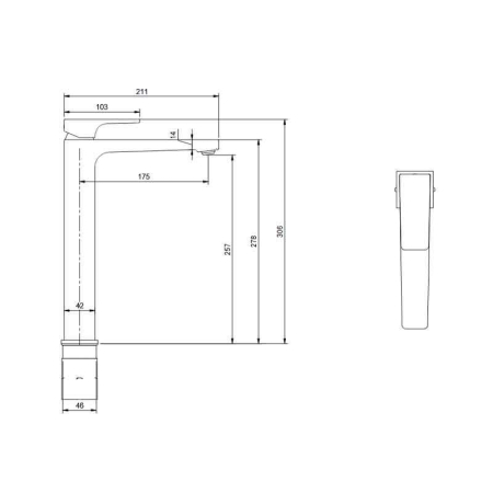 Baterie inalta pentru lavoar cu ventil click-clack, crom lucios, Villeroy&Boch Architectura Square [4]