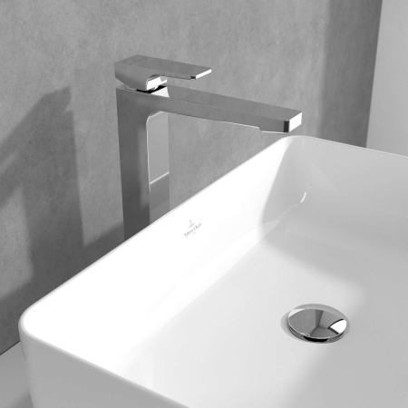 Baterie inalta pentru lavoar cu ventil click-clack, crom lucios, Villeroy&Boch Architectura Square [2]