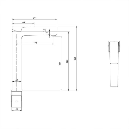 Baterie inalta pentru lavoar cu ventil click-clack, negru mat, Villeroy&Boch Architectura Square [5]