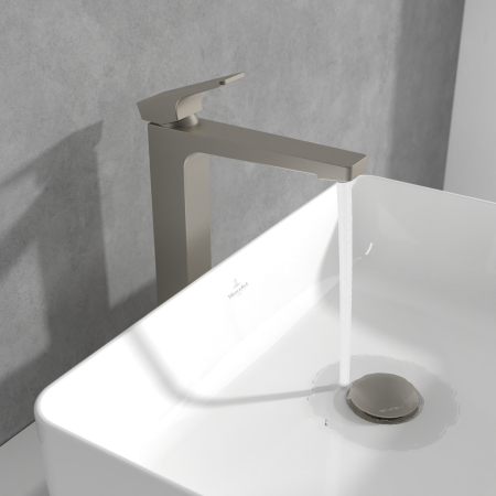 Baterie inalta pentru lavoar cu ventil click-clack, nichel periat, Villeroy&Boch Architectura Square [6]