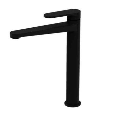 Baterii lavoare - Baterie lavoar pe blat, negru mat, din alama sanitara, pipa fixa, LaVita Coral