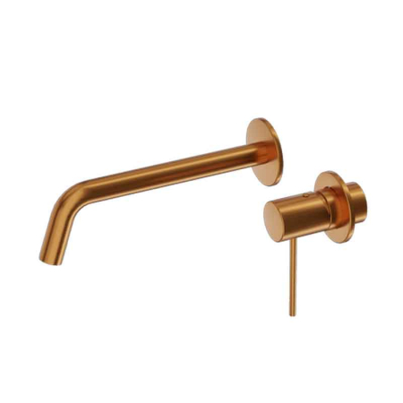 Baterii lavoare - Baterie lavoar incastrata din alama sanitara, cupru periat, pipa 20.3 cm, LaVita Verdi