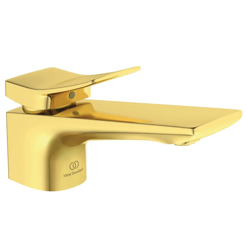 Baterii lavoare - Baterie lavoar, auriu lucios cu pipa fixa, Ideal Standard Conca