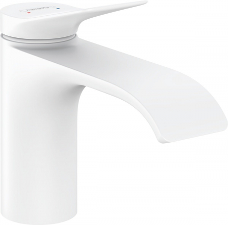 Baterii lavoare - Baterie lavoar baie alb mat cu ventil inclus Hansgrohe Vivenis 80