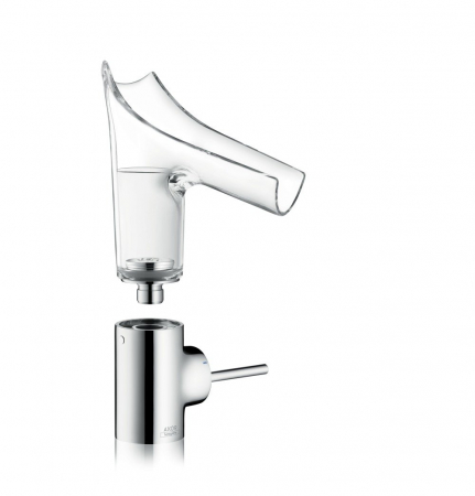 Baterie lavoar baie crom/sticla transparenta cu ventil inclus Hansgrohe Axor Starck V 140 [4]
