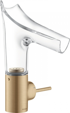 Baterii lavoare - Baterie lavoar baie bronz periat/sticla transparenta cu ventil inclus Hansgrohe Axor Starck V 140