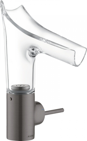 Baterii lavoare - Baterie lavoar baie antracit periat/sticla transparenta cu ventil inclus Hansgrohe Axor Starck V 140