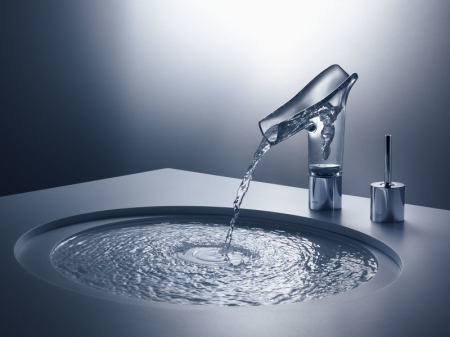Baterie lavoar baie auriu lucios/sticla transparenta cu ventil inclus Hansgrohe Axor Starck V 140 [3]