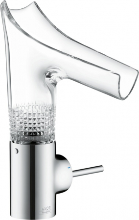Baterii lavoare - Baterie lavoar baie crom/sticla transparenta cu ventil inclus Hansgrohe Axor Starck V 140 Diamond Cut