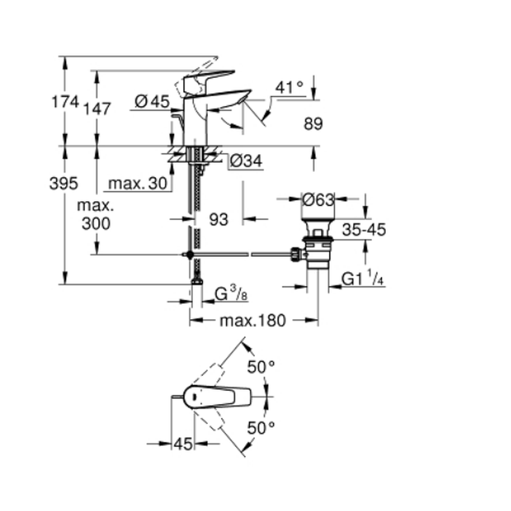 Baterie lavoar culoare crom, marimea S, Grohe BauEdge New [4]