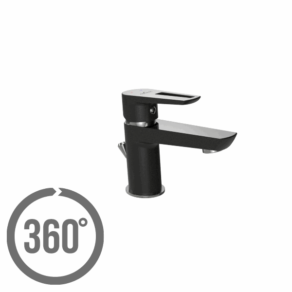Baterie lavoar Cersanit Mille, negru/crom lucios [1]