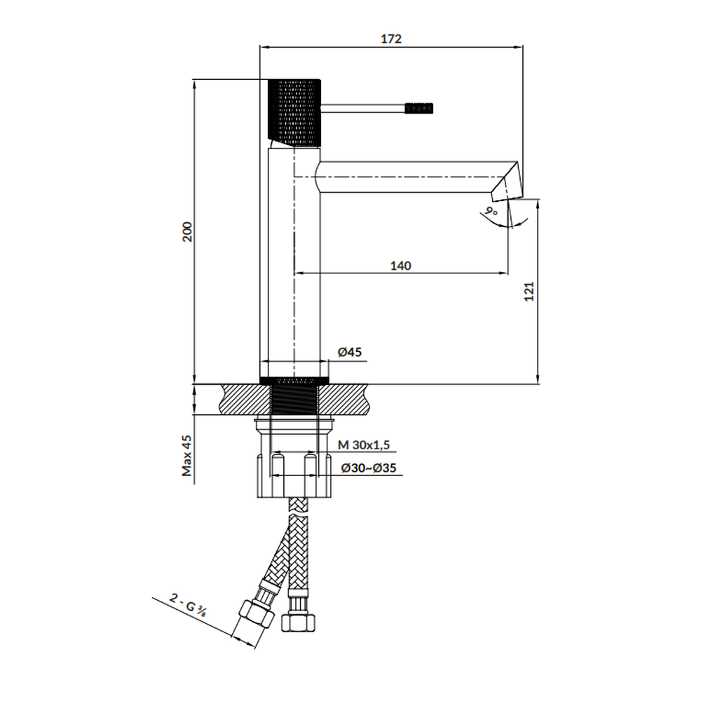 Baterie lavoar, inaltime 20 cm, bronz periat, Cersanit Zen, [1]