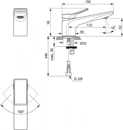 Baterie lavoar Ideal Standard Conca crom lucios [3]