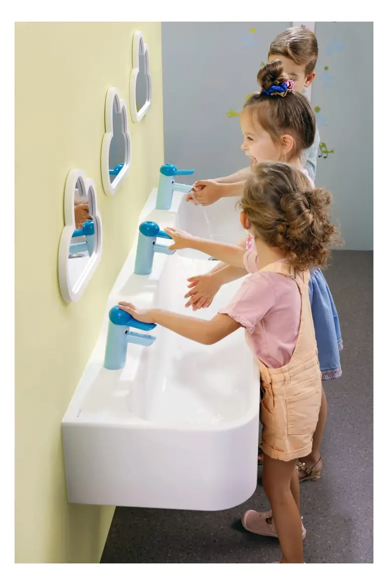 Baterie lavoar copii monocomanda, albastru ocean, pipa fixa 8,5 cm, Geberit Bambini [1]