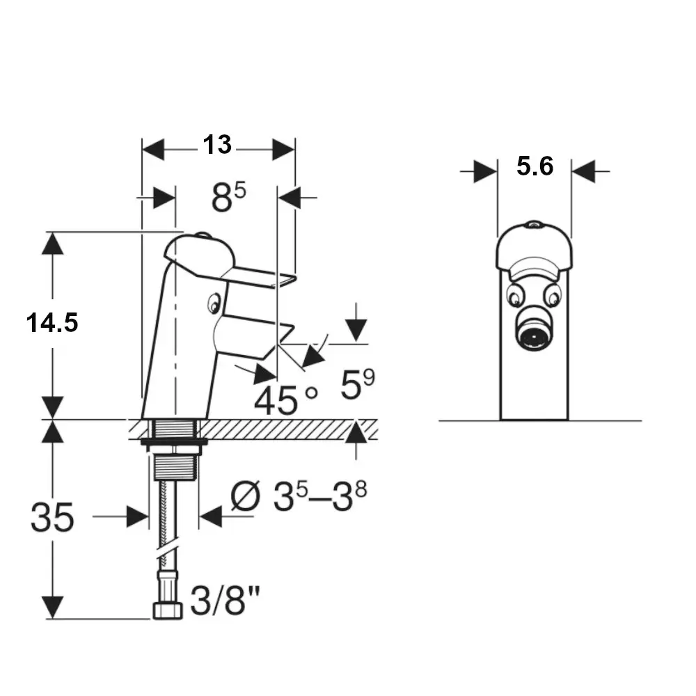 Baterie lavoar copii monocomanda, verde, pipa fixa 8,5 cm, Geberit Bambini [3]