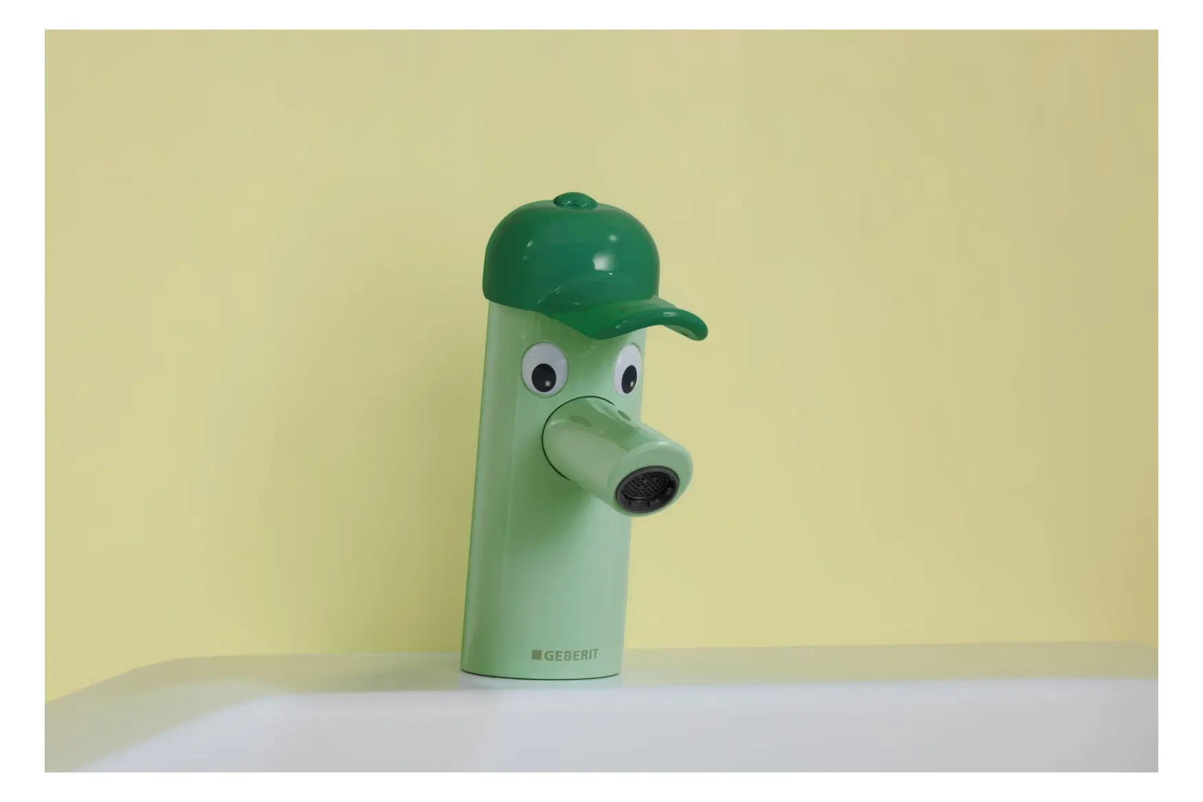 Baterie lavoar copii monocomanda, verde, pipa fixa 8,5 cm, Geberit Bambini [1]