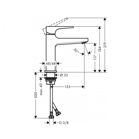 Baterie lavoar crom cu ventil inclus Hansgrohe, Metropol [1]