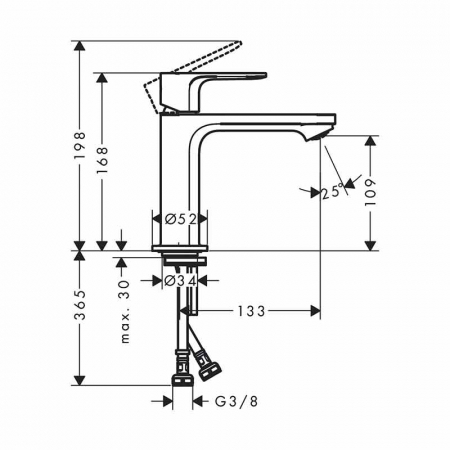 Baterie lavoar crom, tehnologie CoolStart, Hansgrohe Rebris S 110 [1]