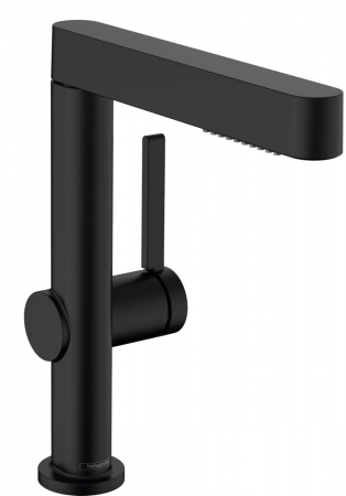 Baterii baie - Baterie lavoar cu pipa extractibila si ventil inclus, negru mat, Hansgrohe Finoris 230