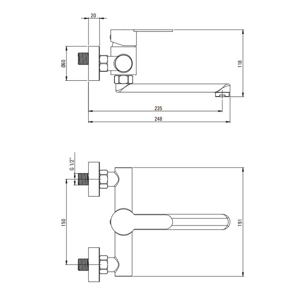 Baterie Chiuveta crom lucios cu pipa pivotanta 248 mm Deante Lupo [1]