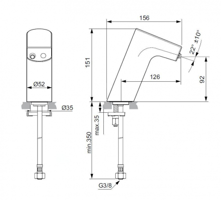 Baterie lavoar cu senzor, crom, alimentare cu baterii, Ideal Standard Intelliflow [3]