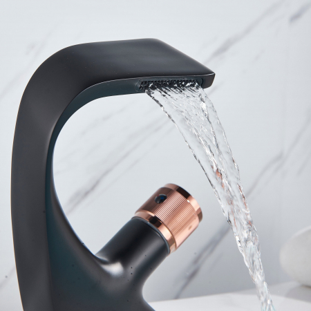 Baterii lavoare - Baterie lavoar, negru cu bronz, curgere tip cascada