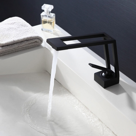 Baie - Baterie lavoar, negru mat, din alama solida si cartus ceramic